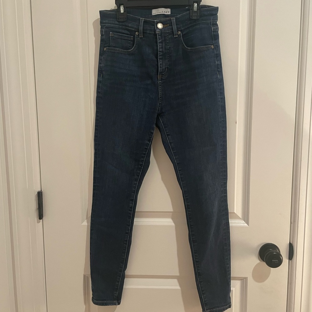 Loft Petite High Waist Dark Wash Skinny Jeans, 27/4P